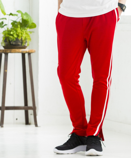 WEGO（ウィゴー）の「WEGO/ラインスキニートラックパンツ（その他パンツ・メンズ・ブラック/レッド/ネイビー/ブラック系その他・SMALL/LARGE/MEDIUM）」の4枚目の写真