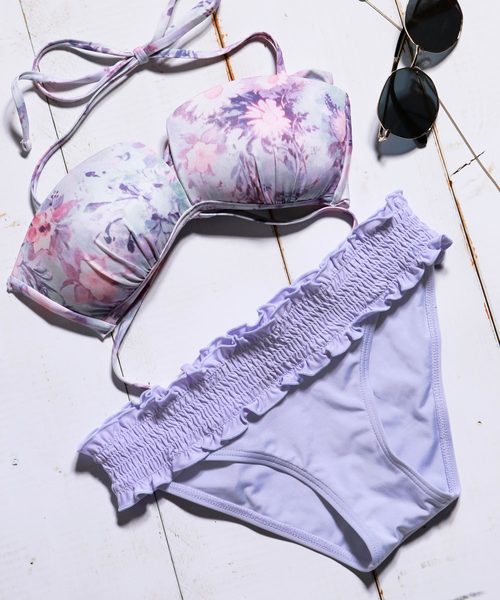 SUNBABIES（サンベイビーズ）の「ウエストシャーリング・ビキニパンツ/SUNBABIES（水着・レディース・ミント/ピンク/ラベンダー/ブラック・LARGE/MEDIUM/SMALL）」の3枚目の写真