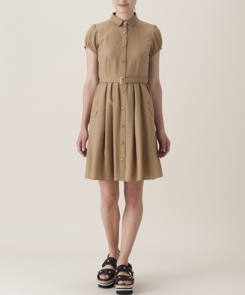 BLUE LABEL シルキーブロード パフスリーブドレス BLUE LABEL CRESTBRIDGE（ブルーレーベルクレストブリッジ）の
