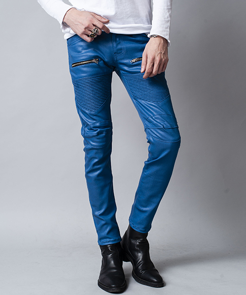 NO ID.(ノーアイディ)の「mp6313-コーティングストレッチデニムライダーススキニーPT パンツ(デニムパンツ・メンズ・ブルー/グレー/ブラック・1/2/3)」の3枚目の写真