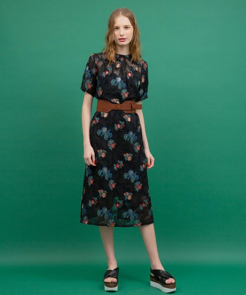 UNITED TOKYO（ユナイテッドトウキョウ）の「フラワージャガードワンピース（ワンピース・レディース・ブラック/ベージュ・1）」の9枚目の写真