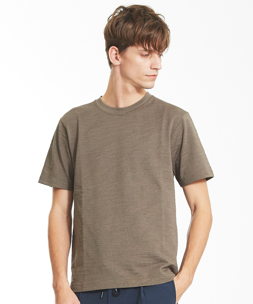 ABAHOUSE（アバハウス）の「ジャカードクルーネックTシャツ（Tシャツ/カットソー・メンズ・ホワイト/カーキ・44/46/48）」の2枚目の写真