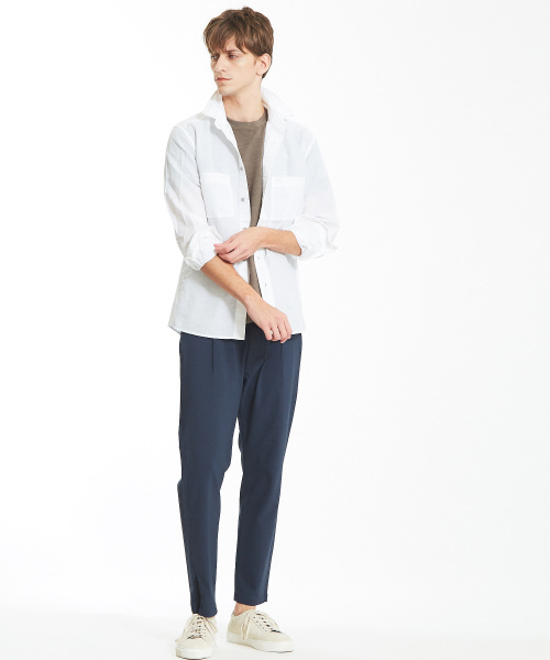 ABAHOUSE（アバハウス）の「ジャカードクルーネックTシャツ（Tシャツ/カットソー・メンズ・ホワイト/カーキ・44/46/48）」の3枚目の写真