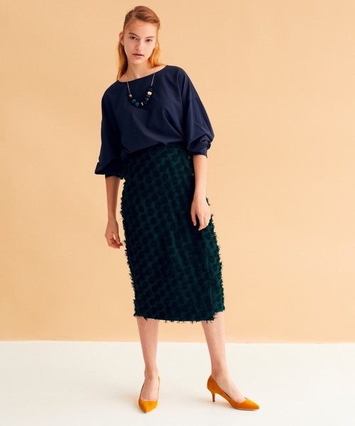 YECCA VECCA(イェッカヴェッカ)の「ドビードット釦ラップスカート(スカート・レディース・ネイビー/グリーン/マスタード・SMALL/MEDIUM)」の3枚目の写真