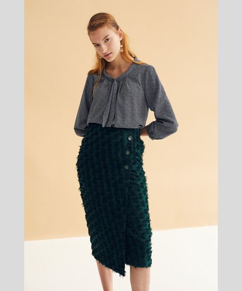 YECCA VECCA(イェッカヴェッカ)の「ドビードット釦ラップスカート(スカート・レディース・ネイビー/グリーン/マスタード・SMALL/MEDIUM)」の12枚目の写真