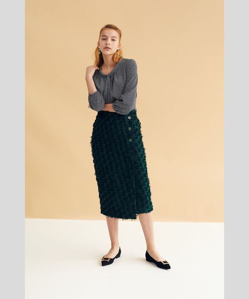 YECCA VECCA(イェッカヴェッカ)の「ドビードット釦ラップスカート(スカート・レディース・ネイビー/グリーン/マスタード・SMALL/MEDIUM)」の13枚目の写真