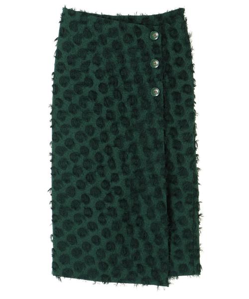 YECCA VECCA(イェッカヴェッカ)の「ドビードット釦ラップスカート(スカート・レディース・ネイビー/グリーン/マスタード・SMALL/MEDIUM)」の5枚目の写真