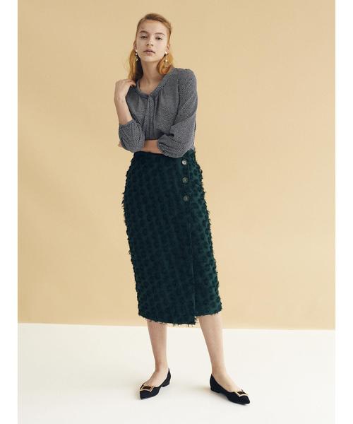 YECCA VECCA(イェッカヴェッカ)の「ドビードット釦ラップスカート(スカート・レディース・ネイビー/グリーン/マスタード・SMALL/MEDIUM)」の7枚目の写真