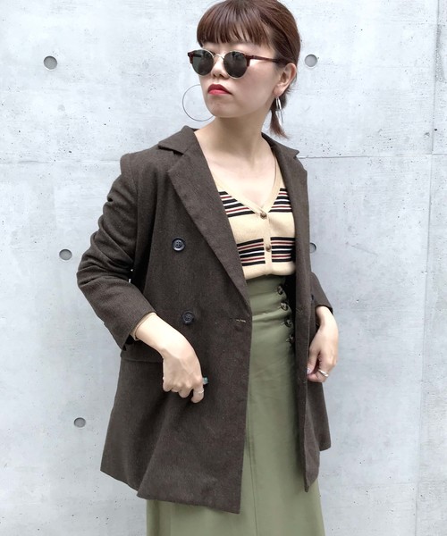 archives（アルシーヴ）の「ヘリンボーンダブルブレストジャケット（テーラードジャケット・レディース・グレー/チャコールグレー/ブラウン・MEDIUM）」の3枚目の写真