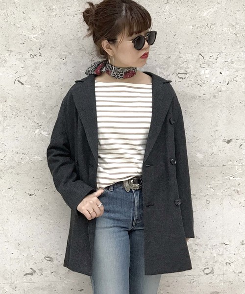 archives（アルシーヴ）の「ヘリンボーンダブルブレストジャケット（テーラードジャケット・レディース・グレー/チャコールグレー/ブラウン・MEDIUM）」の2枚目の写真