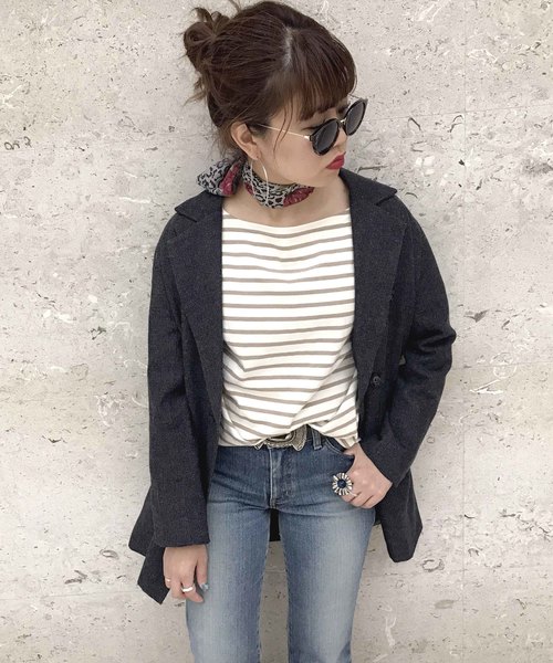 archives（アルシーヴ）の「ヘリンボーンダブルブレストジャケット（テーラードジャケット・レディース・グレー/チャコールグレー/ブラウン・MEDIUM）」の5枚目の写真