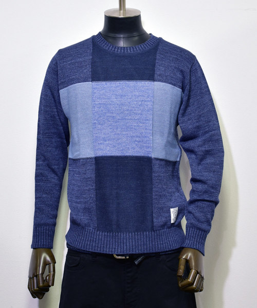 Ranch standard(ランチスタンダード)の「【Ranch standard】 RA18-018 パッチワークニット Speck Dyeing(ニット/セーター・メンズ・グレー系その他/ブルー系その他・3/2)」の5枚目の写真