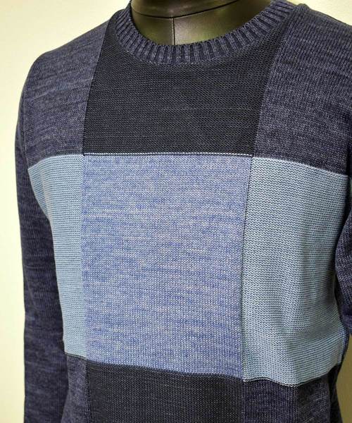 Ranch standard(ランチスタンダード)の「【Ranch standard】 RA18-018 パッチワークニット Speck Dyeing(ニット/セーター・メンズ・グレー系その他/ブルー系その他・3/2)」の6枚目の写真