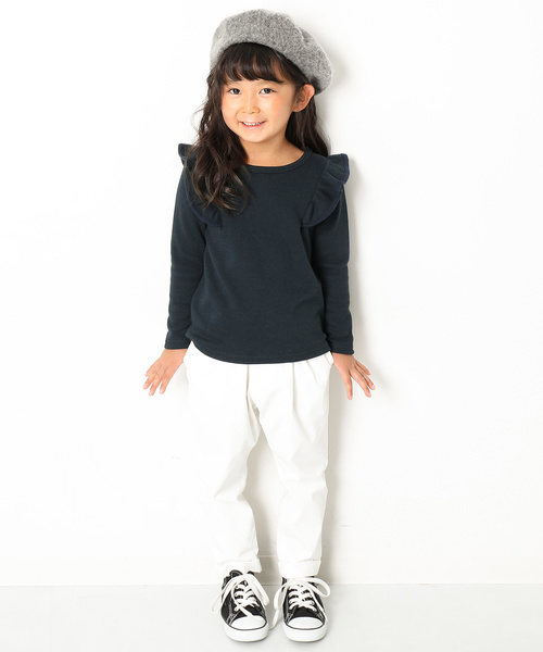 devirock（デビロック）の「裏シャギー肩フリルトップス（Tシャツ/カットソー・キッズ・ブラック/ヘザーチャコール/ネイビー/ワイン/スモークピンク/ラベンダー・100cm/110cm/120cm/130cm/140cm/150cm/160cm）」の11枚目の写真