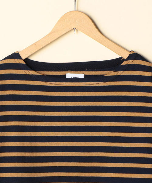 coen（コーエン）の「【新色追加・ネイビー⇒WEB限定】ボーダーボートネックカットソー（Tシャツ/カットソー・レディース・ベージュ/ネイビー/ロイヤルブルー/グレー/マルチ・MEDIUM/LARGE）」の17枚目の写真