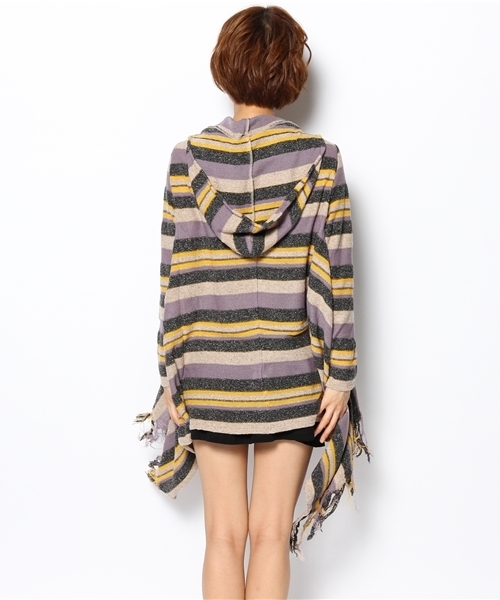 laule'a sunny side store(ラウレアサニーサイドストア)の「【Slic*Slic】マルチストライプニットカーディガン(カーディガン/ボレロ・レディース・ワイン/パープル・FREE)」の5枚目の写真