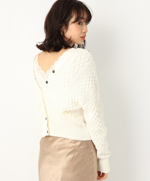 A part by(アパートバイ)の「7GCoAcアラン2WAYカーディガン 822733(カーディガン/ボレロ・レディース・ネイビー/ブラウン/オフホワイト/ブルー・FREE)」の8枚目の写真