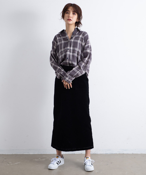 Aunt Marie's（アントマリーズ）の「AUNT MARIE'S コーデュロイロングナロースカート（スカート・レディース・アイボリー/ブラック・FREE）」の6枚目の写真