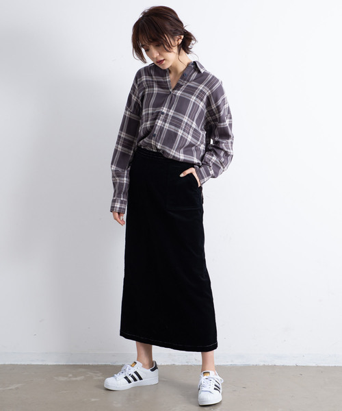 Aunt Marie's（アントマリーズ）の「AUNT MARIE'S コーデュロイロングナロースカート（スカート・レディース・アイボリー/ブラック・FREE）」の14枚目の写真