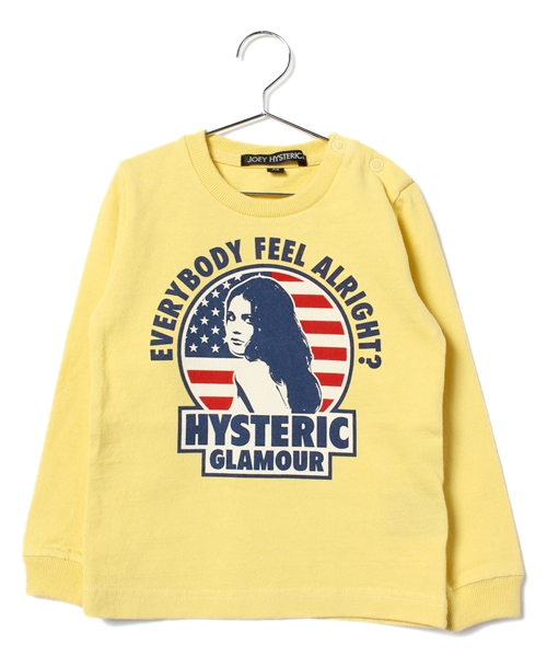 JOEY HYSTERIC（ジョーイヒステリック）の「AMERICAN WOMAN pt T-SH（Tシャツ/カットソー・キッズ・グレー/イエロー・SMALL/MEDIUM/X-SMALL）」の2枚目の写真