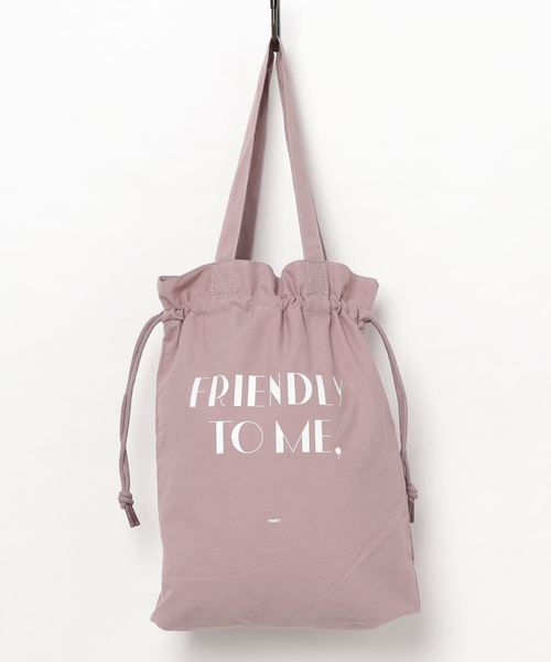 AS KNOW AS PINKY(アズノゥアズピンキー)の「再び♪巾着ロゴトート(トートバッグ)」|グレー