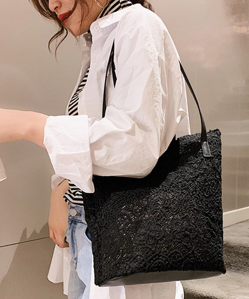 巾着ポーチ付き花柄レーストートバッグ トートバッグ Styleblock スタイルブロック のファッション通販 Zozotown