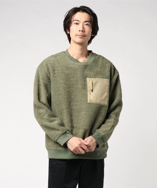 おしゃれスタ（オシャレスタ）の「もこもこボアポケットデザイントレーナー(BG)（スウェット・メンズ・ホワイト/ブラック/ネイビー/グレー/カーキ/ベージュ・M/L）」の10枚目の写真