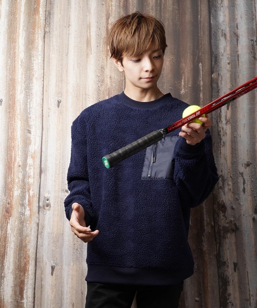 おしゃれスタ（オシャレスタ）の「もこもこボアポケットデザイントレーナー(BG)（スウェット・メンズ・ホワイト/ブラック/ネイビー/グレー/カーキ/ベージュ・M/L）」の15枚目の写真