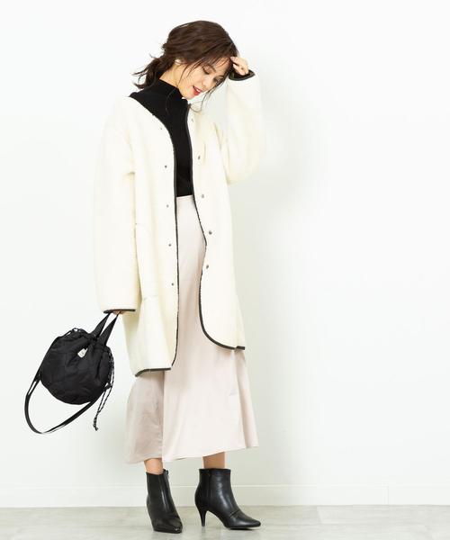 coen（コーエン）の「【WEB限定】ボアノーカラーパイピングジャケット（コート/アウター）（ノーカラージャケット・レディース・ベージュ/オフホワイト/カーキ・FREE）」の13枚目の写真