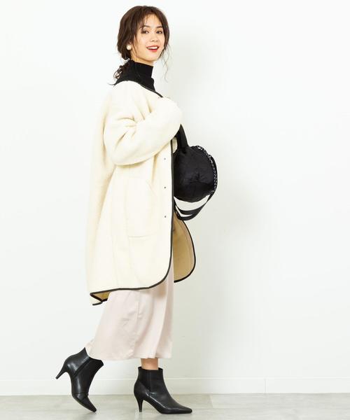 coen（コーエン）の「【WEB限定】ボアノーカラーパイピングジャケット（コート/アウター）（ノーカラージャケット・レディース・ベージュ/オフホワイト/カーキ・FREE）」の12枚目の写真