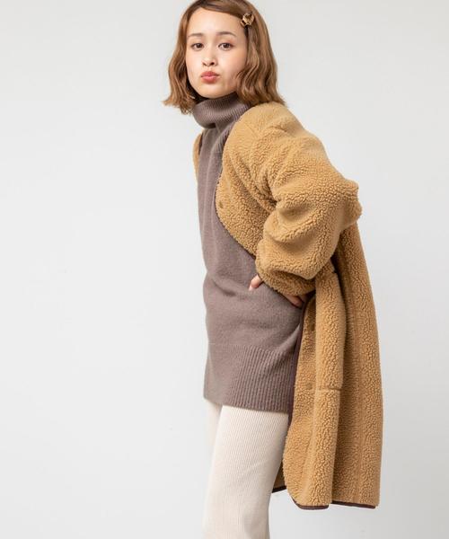 coen（コーエン）の「【WEB限定】ボアノーカラーパイピングジャケット（コート/アウター）（ノーカラージャケット・レディース・ベージュ/オフホワイト/カーキ・FREE）」の16枚目の写真