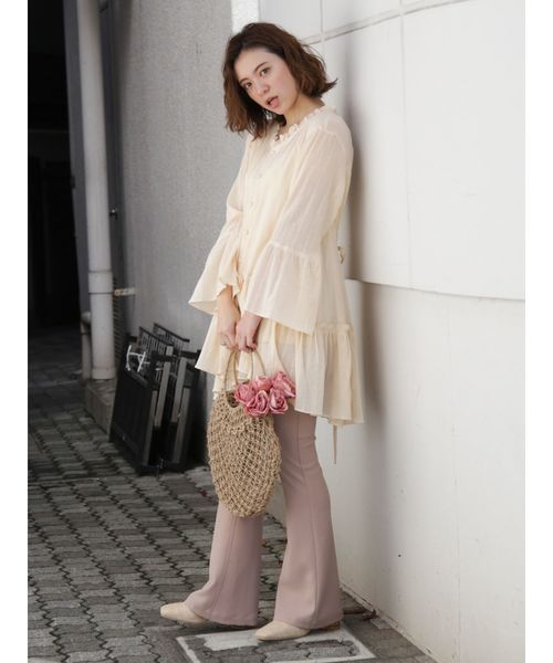 dazzlin（ダズリン）の「ウエストマークフレアコットンチュニック（シャツ/ブラウス・レディース・ベージュ/オフホワイト/ミント・FREE）」の10枚目の写真