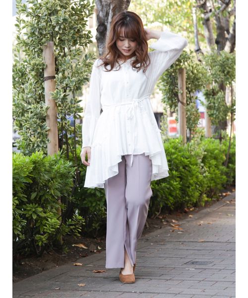 dazzlin（ダズリン）の「ウエストマークフレアコットンチュニック（シャツ/ブラウス・レディース・ベージュ/オフホワイト/ミント・FREE）」の14枚目の写真