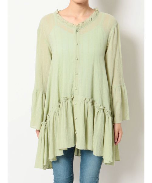 dazzlin（ダズリン）の「ウエストマークフレアコットンチュニック（シャツ/ブラウス・レディース・ベージュ/オフホワイト/ミント・FREE）」の16枚目の写真