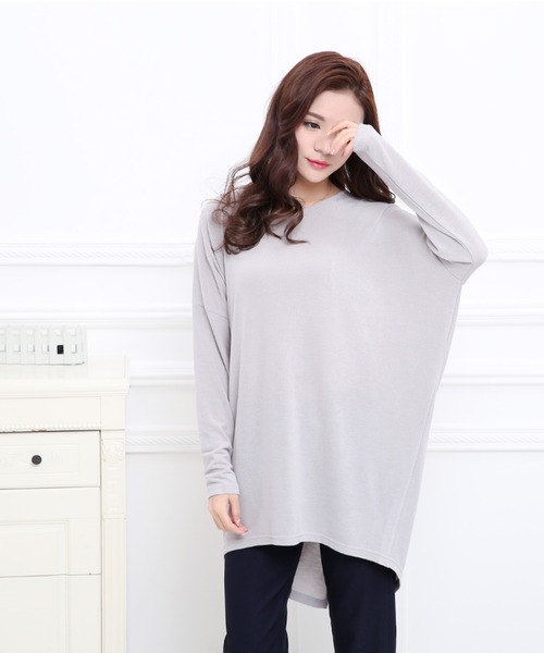 Coo+i(クーイ)の「バックスリットドルマンカットソー(Tシャツ/カットソー・レディース・グレー/モカ/ネイビー/テラコッタ/カーキ/ホワイト/マスタード/ブラック/チャコールグレー・FREE)」の12枚目の写真