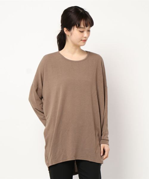 Coo+i(クーイ)の「バックスリットドルマンカットソー(Tシャツ/カットソー・レディース・グレー/モカ/ネイビー/テラコッタ/カーキ/ホワイト/マスタード/ブラック/チャコールグレー・FREE)」の18枚目の写真