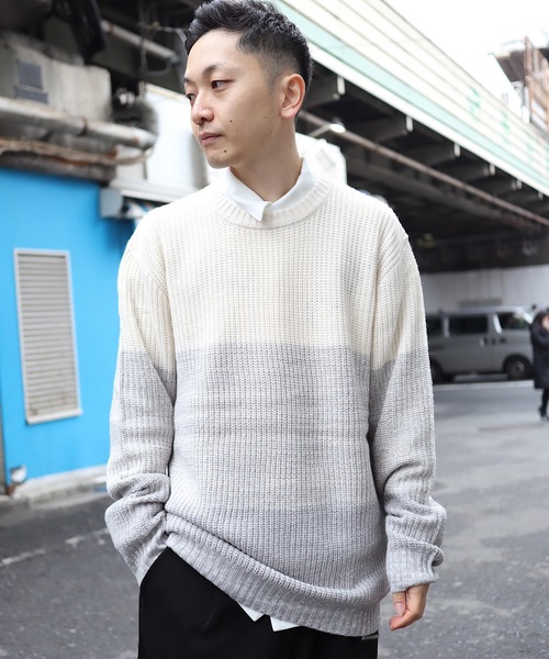 Bling Leads（ブリングリーズ）の「Z)【BLINGLEADS】68800 7GG畦編クルーネックセーター（ニット/セーター・メンズ・ブラック/ベージュ/パープル/ネイビー/ブラウン/グレー/カーキ/アイボリー/ホワイト系その他/グレー系その他/ブルー系その他/ホワイト系その他2/ホワイト系その他3/ブラック系その他2/ワインレッド・LARGE/X-LARGE/MEDIUM）」の3枚目の写真