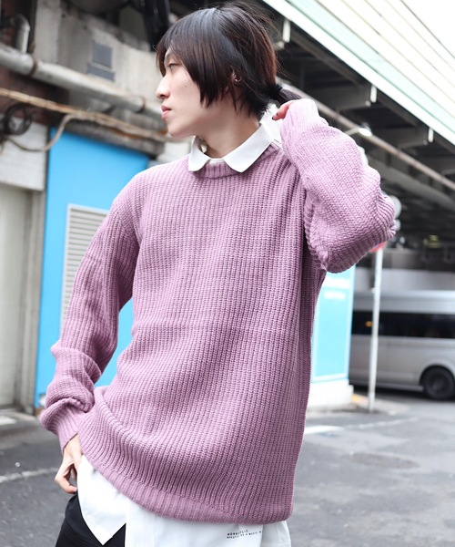 Bling Leads（ブリングリーズ）の「Z)【BLINGLEADS】68800 7GG畦編クルーネックセーター（ニット/セーター・メンズ・ブラック/ベージュ/パープル/ネイビー/ブラウン/グレー/カーキ/アイボリー/ホワイト系その他/グレー系その他/ブルー系その他/ホワイト系その他2/ホワイト系その他3/ブラック系その他2/ワインレッド・LARGE/X-LARGE/MEDIUM）」の14枚目の写真