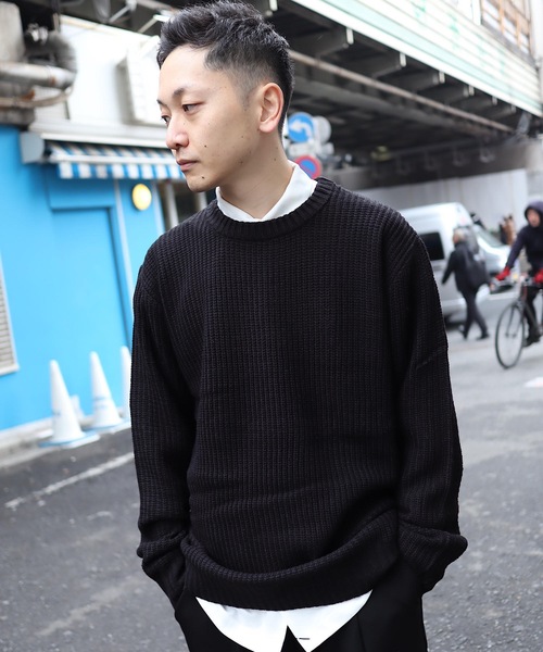 Bling Leads（ブリングリーズ）の「Z)【BLINGLEADS】68800 7GG畦編クルーネックセーター（ニット/セーター・メンズ・ブラック/ベージュ/パープル/ネイビー/ブラウン/グレー/カーキ/アイボリー/ホワイト系その他/グレー系その他/ブルー系その他/ホワイト系その他2/ホワイト系その他3/ブラック系その他2/ワインレッド・LARGE/X-LARGE/MEDIUM）」の6枚目の写真