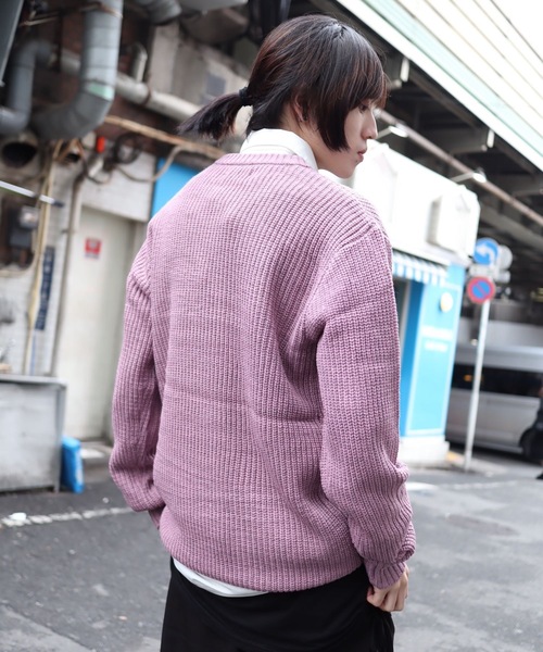 Bling Leads（ブリングリーズ）の「Z)【BLINGLEADS】68800 7GG畦編クルーネックセーター（ニット/セーター・メンズ・ブラック/ベージュ/パープル/ネイビー/ブラウン/グレー/カーキ/アイボリー/ホワイト系その他/グレー系その他/ブルー系その他/ホワイト系その他2/ホワイト系その他3/ブラック系その他2/ワインレッド・LARGE/X-LARGE/MEDIUM）」の18枚目の写真