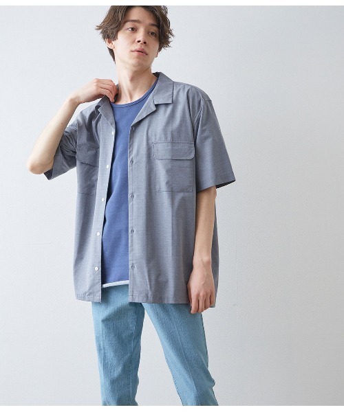 JUNRED（ジュンレッド）の「バンブーオープンカラーシャツ（シャツ/ブラウス・メンズ・ブラック/グレー/モスグリーン/ネイビー・M/L/LL）」の2枚目の写真