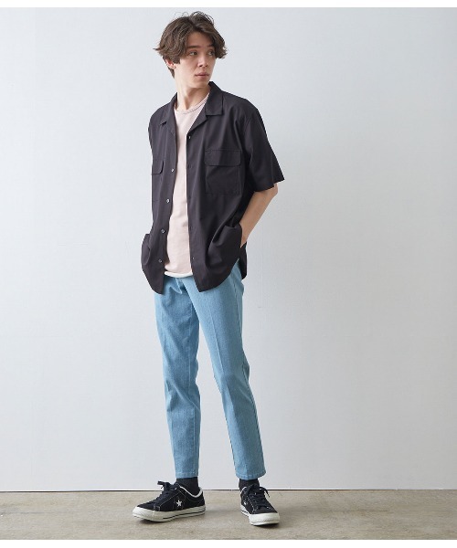 JUNRED（ジュンレッド）の「バンブーオープンカラーシャツ（シャツ/ブラウス・メンズ・ブラック/グレー/モスグリーン/ネイビー・M/L/LL）」の5枚目の写真