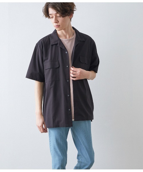 JUNRED（ジュンレッド）の「バンブーオープンカラーシャツ（シャツ/ブラウス・メンズ・ブラック/グレー/モスグリーン/ネイビー・M/L/LL）」の6枚目の写真
