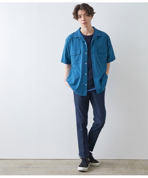 JUNRED（ジュンレッド）の「バンブーオープンカラーシャツ（シャツ/ブラウス・メンズ・ブラック/グレー/モスグリーン/ネイビー・M/L/LL）」の7枚目の写真