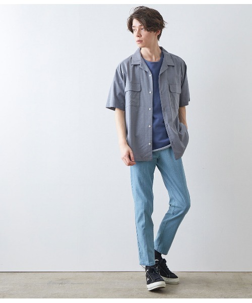 JUNRED（ジュンレッド）の「バンブーオープンカラーシャツ（シャツ/ブラウス・メンズ・ブラック/グレー/モスグリーン/ネイビー・M/L/LL）」の11枚目の写真