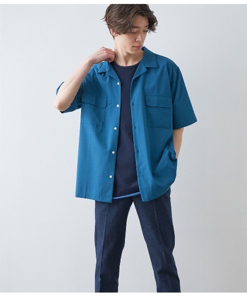 JUNRED（ジュンレッド）の「バンブーオープンカラーシャツ（シャツ/ブラウス・メンズ・ブラック/グレー/モスグリーン/ネイビー・M/L/LL）」の13枚目の写真