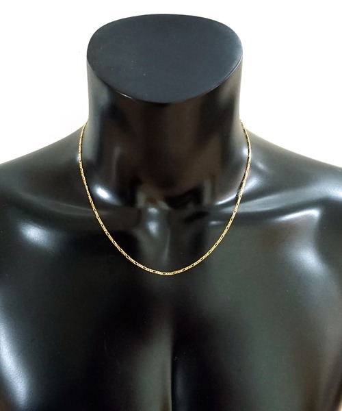 blackdia by 7JEWELRY（ブラックダイヤバイセブンジュエリー）の「blackdia by 7JEWELRY 18KGPゴールドフィガロチェーンネックレス幅1.7mm長さ50cm,60cm（ネックレス・メンズ・ゴールド・50/60）」の4枚目の写真