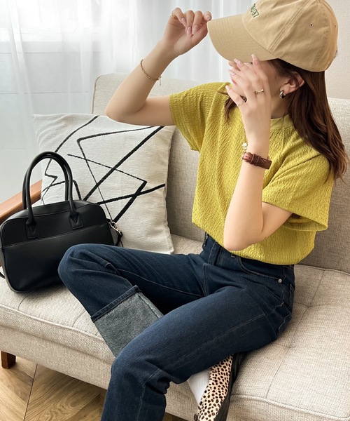 Java（ジャバ）の「《JaVa ジャバコラボ》大人仕様。ぽこぽこ素材のラグランスリーブTee（Tシャツ/カットソー・レディース・ホワイト/ブラック/ベージュ/グリーン/モカ/グリーン系その他/アイボリー/グレイッシュベージュ/イエロー・MEDIUM/LARGE/X-LARGE/XX-LARGE/SMALL）」の9枚目の写真