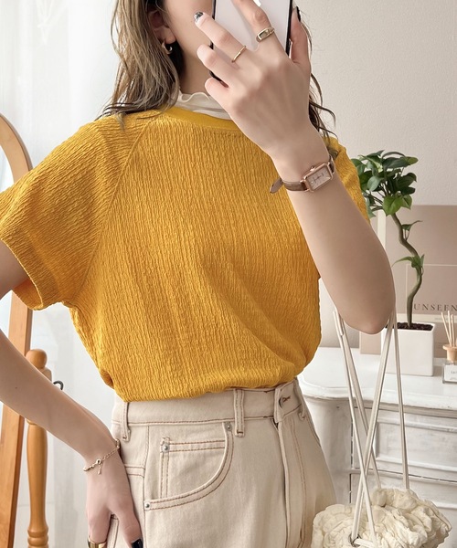 Java（ジャバ）の「《JaVa ジャバコラボ》大人仕様。ぽこぽこ素材のラグランスリーブTee（Tシャツ/カットソー・レディース・ホワイト/ブラック/ベージュ/グリーン/モカ/グリーン系その他/アイボリー/グレイッシュベージュ/イエロー・MEDIUM/LARGE/X-LARGE/XX-LARGE/SMALL）」の19枚目の写真