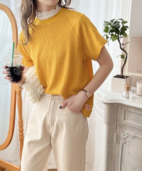 Java（ジャバ）の「《JaVa ジャバコラボ》大人仕様。ぽこぽこ素材のラグランスリーブTee（Tシャツ/カットソー・レディース・ホワイト/ブラック/ベージュ/グリーン/モカ/グリーン系その他/アイボリー/グレイッシュベージュ/イエロー・MEDIUM/LARGE/X-LARGE/XX-LARGE/SMALL）」の20枚目の写真